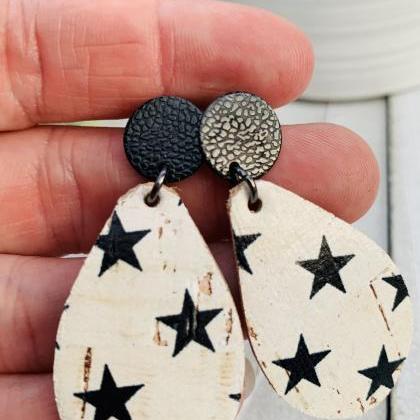 Star Leather Earrings | Small Teardrop Leather..