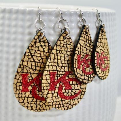 Kc Chiefs Earrings | Chiefs Leather Earrings |..