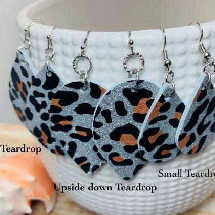 Leopard Leather Earrings | Glitter Leopard..