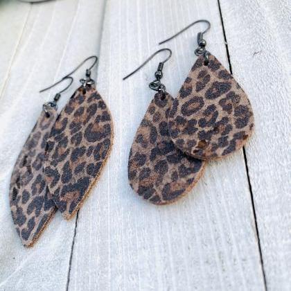 Leopard Leather Earrings | Leather Earrings |..