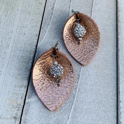 Leather Earrings | Teal Leather Ear..