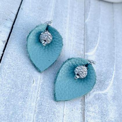 Leather Earrings | Teal Leather Earrings | Pinched..