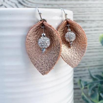 Leather Earrings | Teal Leather Ear..