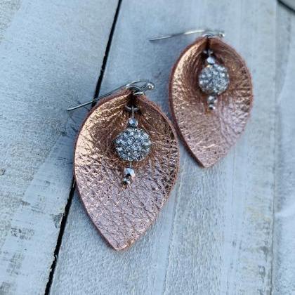 Leather Earrings | Teal Leather Ear..