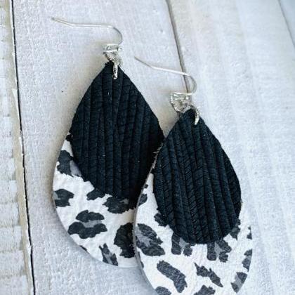 Leopard Leather Earrings | Leopard Print Leather..