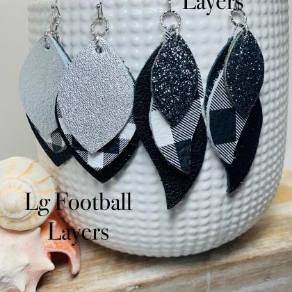 Buffalo Plaid Leather Earrings | Layered Leather..