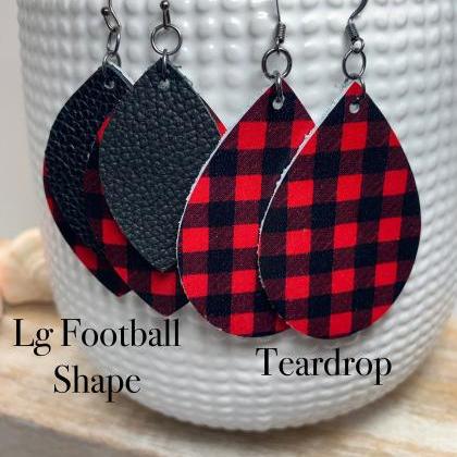 Buffalo Plaid Leather Earrings | Leather Earrings..