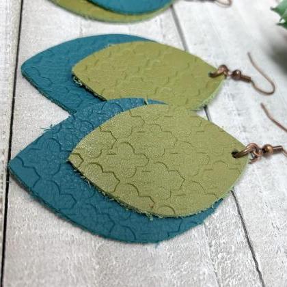 Clearance* Leather Earrings | Embossed Leather..