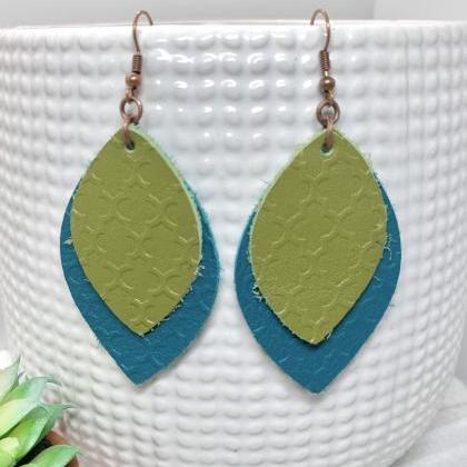 Clearance* Leather Earrings | Embossed Leather..