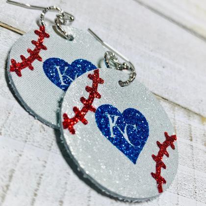 Kc Royals Leather Earrings | Kc Baseball Leather..