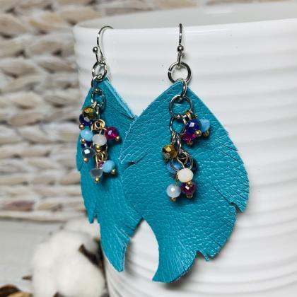Feather Leather Earrings | Leather ..