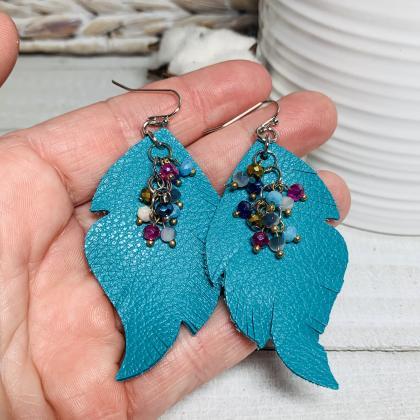 Feather Leather Earrings | Leather ..