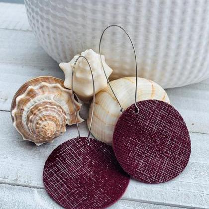 Burgundy Leather Earrings | Leather Earrings..