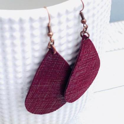 Burgundy Leather Earrings | Leather..