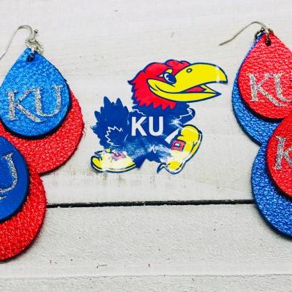 Ku Earrings | Kansas Jayhawks Earrings | Jayhawk..