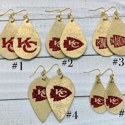 Kc Chiefs Leather Earrings| Kc Chiefs Earrings |..