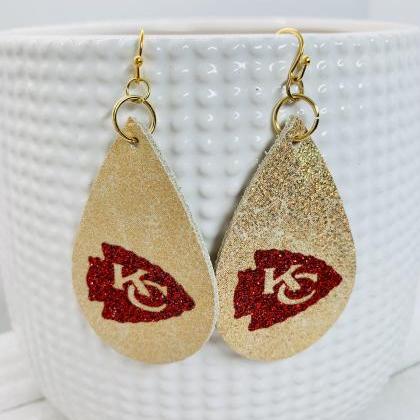 Kc Chiefs Leather Earrings| Kc Chiefs Earrings |..