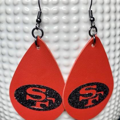 Cute Leather Earrings, San Francisco 49ers..
