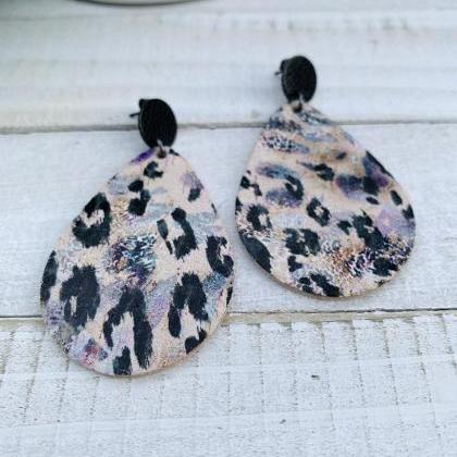 Cute Leather Earrings | Leopard Print Earrings |..