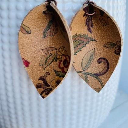 Cute Leather Earrings | Floral Leather Earrings |..