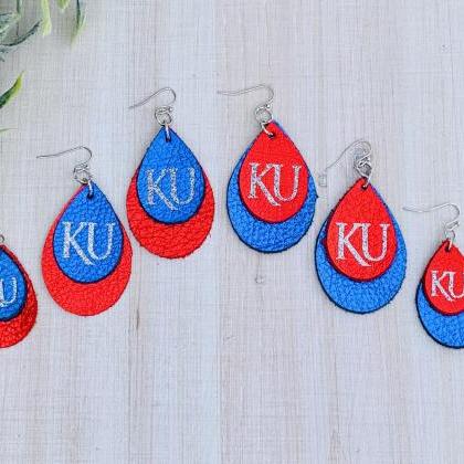 Cute Leather Earrings | Ku Earrings | Kansas..
