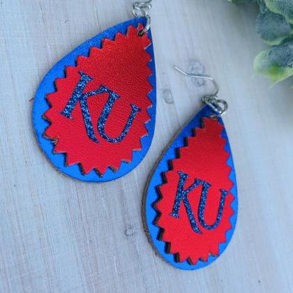 Cute Leather Earrings | Ku Earrings | Kansas..