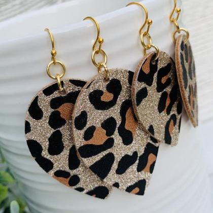 Cute Leather Earrings,teardrop Earrings | Leopard..