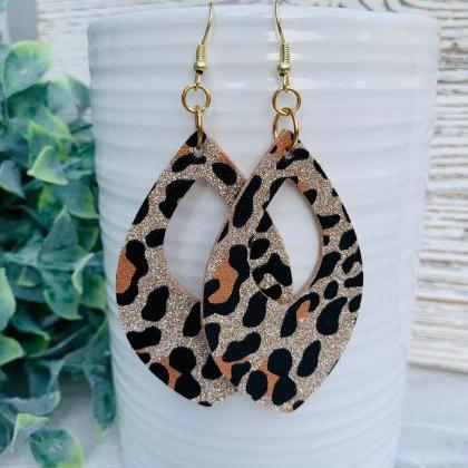 Cute Earring | Leopard Leather Earrings | Gold..