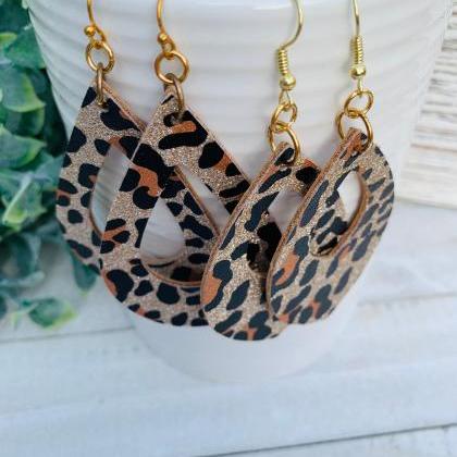 Cute Earring | Leopard Leather Earrings | Gold..