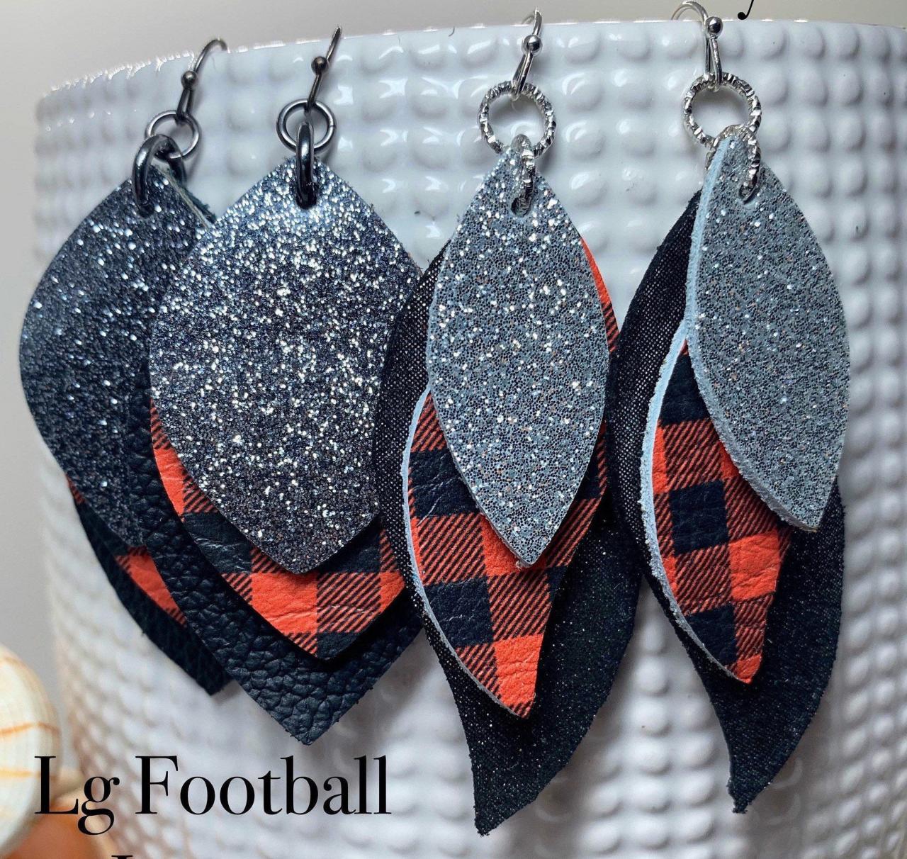 Football Leather Earrings, Genuine Leather Earrings, Football