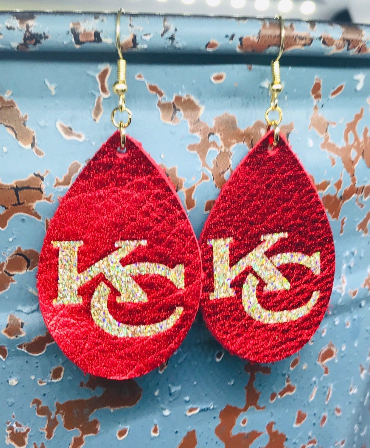 Kansas City Earrings | Chiefs Leather Earrings | Chiefs Earrings | Leather Earrings