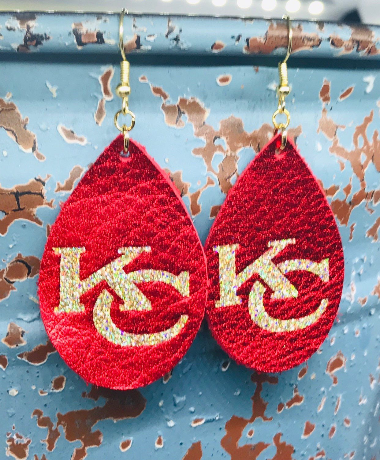 Cute Leather Earrings | Kansas City Earrings | Chiefs Leather Earrings | Chiefs Earrings | Leather Earrings