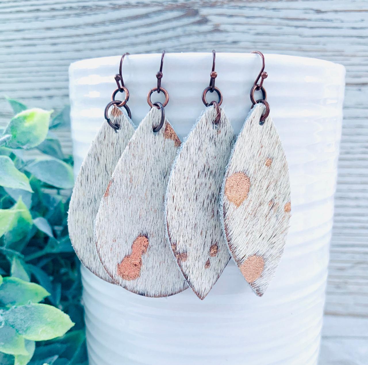 Rose gold leather earrings discount