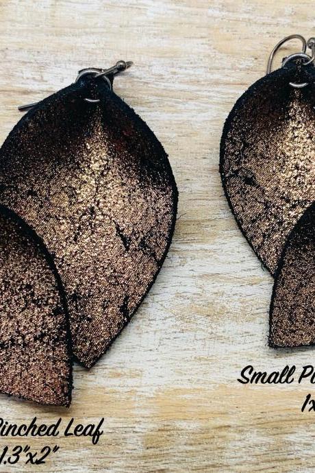 Glitter Leather Earrings | Leather Earrings | Leather Earrings Teardrop | Metallic Leather Earrings | Genuine Leather | Pink Leat