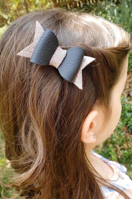Leather Hair Bow | Genuine Leather Hair Bow | Toddler Hair Bow | Pigtail Bows | Baby Bow | Leather Hair Clip |