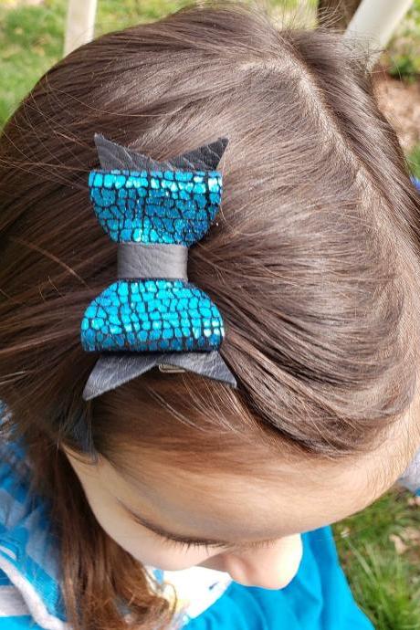 Leather Hair Bows | Genuine Leather Hair Bow | Toddler Hair Bow | Pigtail Bows | Baby Bow | Leather Hair Clip | Shipping
