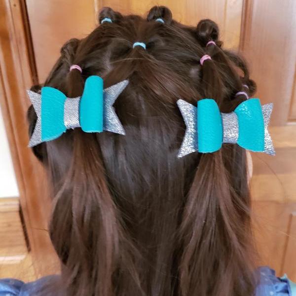 Cute Hair Bow | Leather Hair Bows | Genuine Leather Hair Bow | Toddler Hair Bow | Pigtail Bows | Baby Bow | Leather Hair Clip