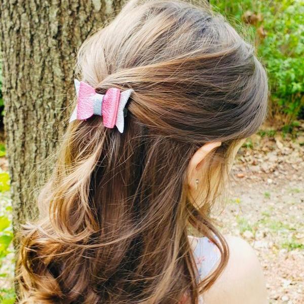 Cute Hair Bow | Leather Hair Bows | Genuine Leather Hair Bow | Toddler Hair Bow | Pigtail Bows | Baby Bow | Leather Hair Clip